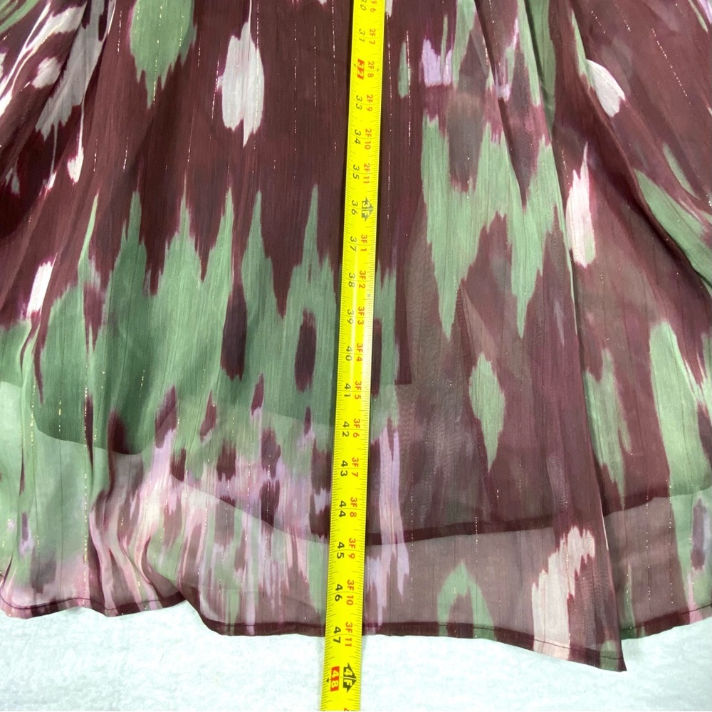 Grace + Karma Ikat Print Maxi Dress Women's L Burgundy Green Long Sleeve NWT - Picture 13 of 13